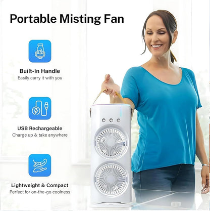 Rechargeable Rotating Spray Fan with Lightening Effects