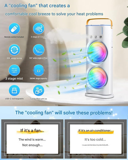 Rechargeable Rotating Spray Fan with Lightening Effects
